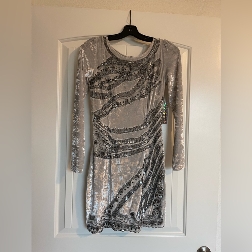 Silver sequin party dress
